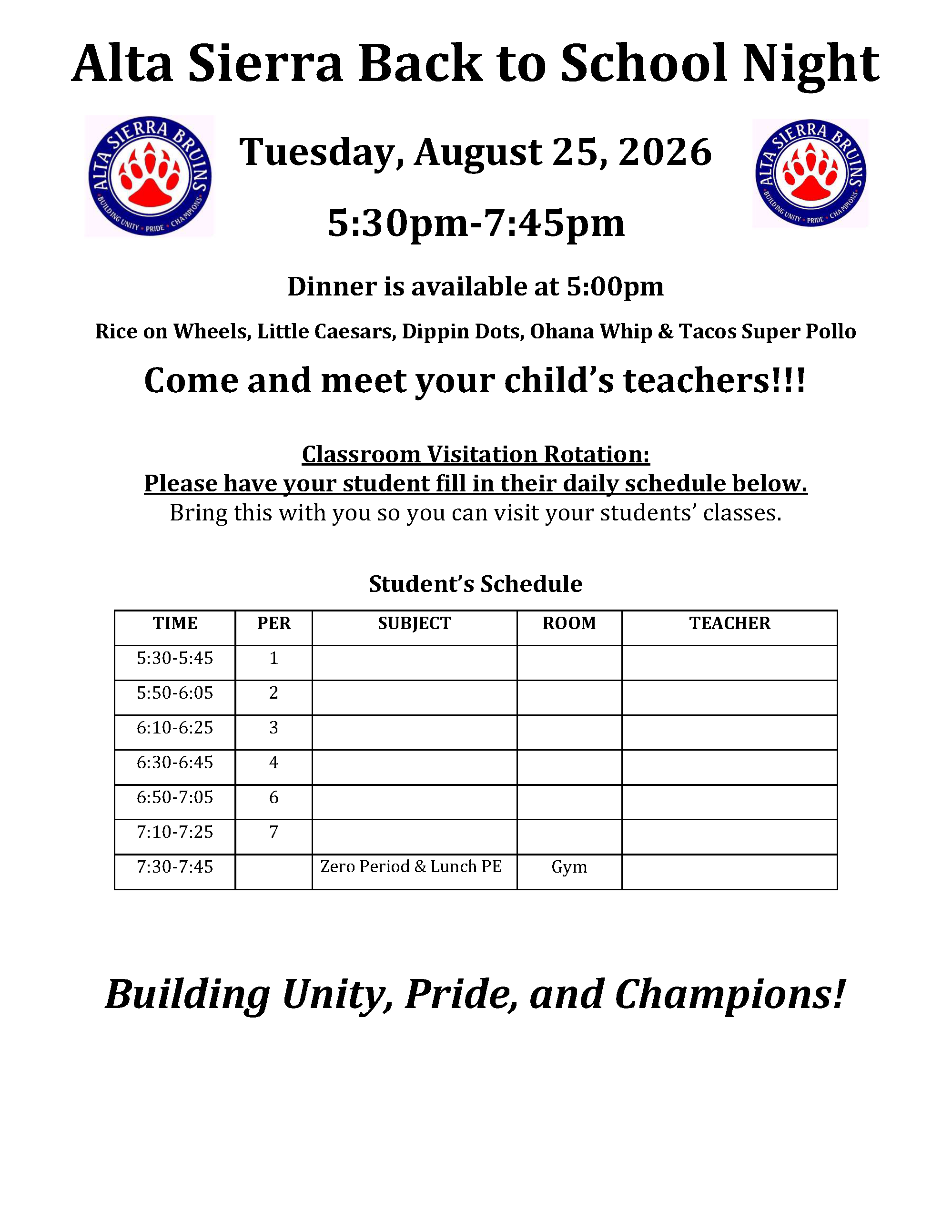 Back to School Night! 
