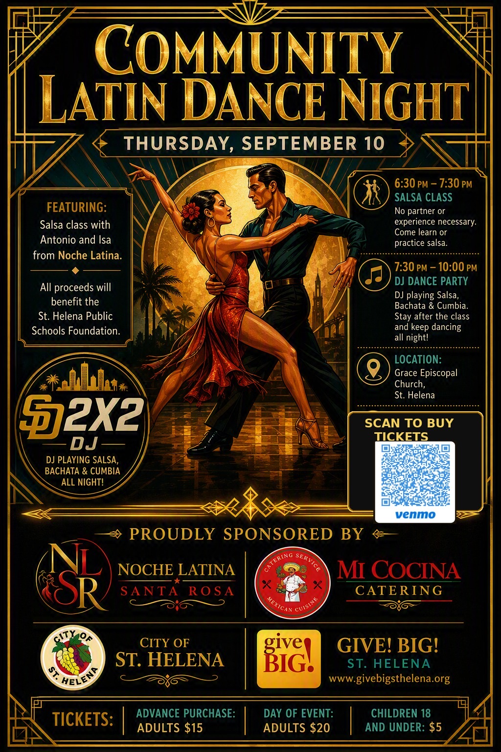 Community Latin Dance Night, 9/10 at 6:00 PM