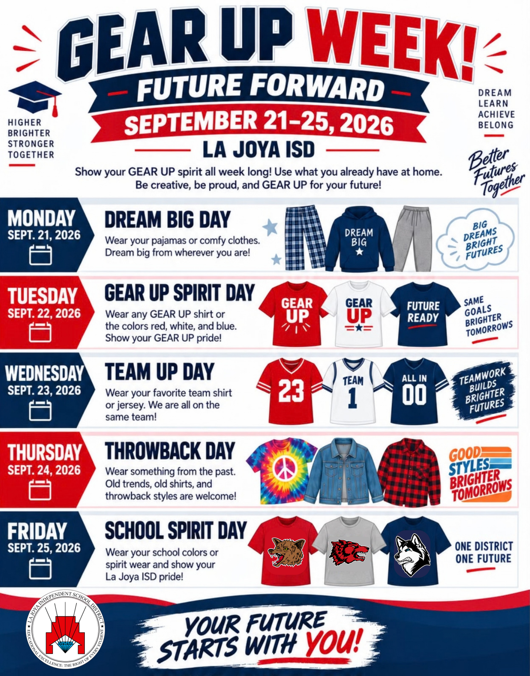 🚀🎓 It’s GEAR UP Week at La Joya ISD! ❤️