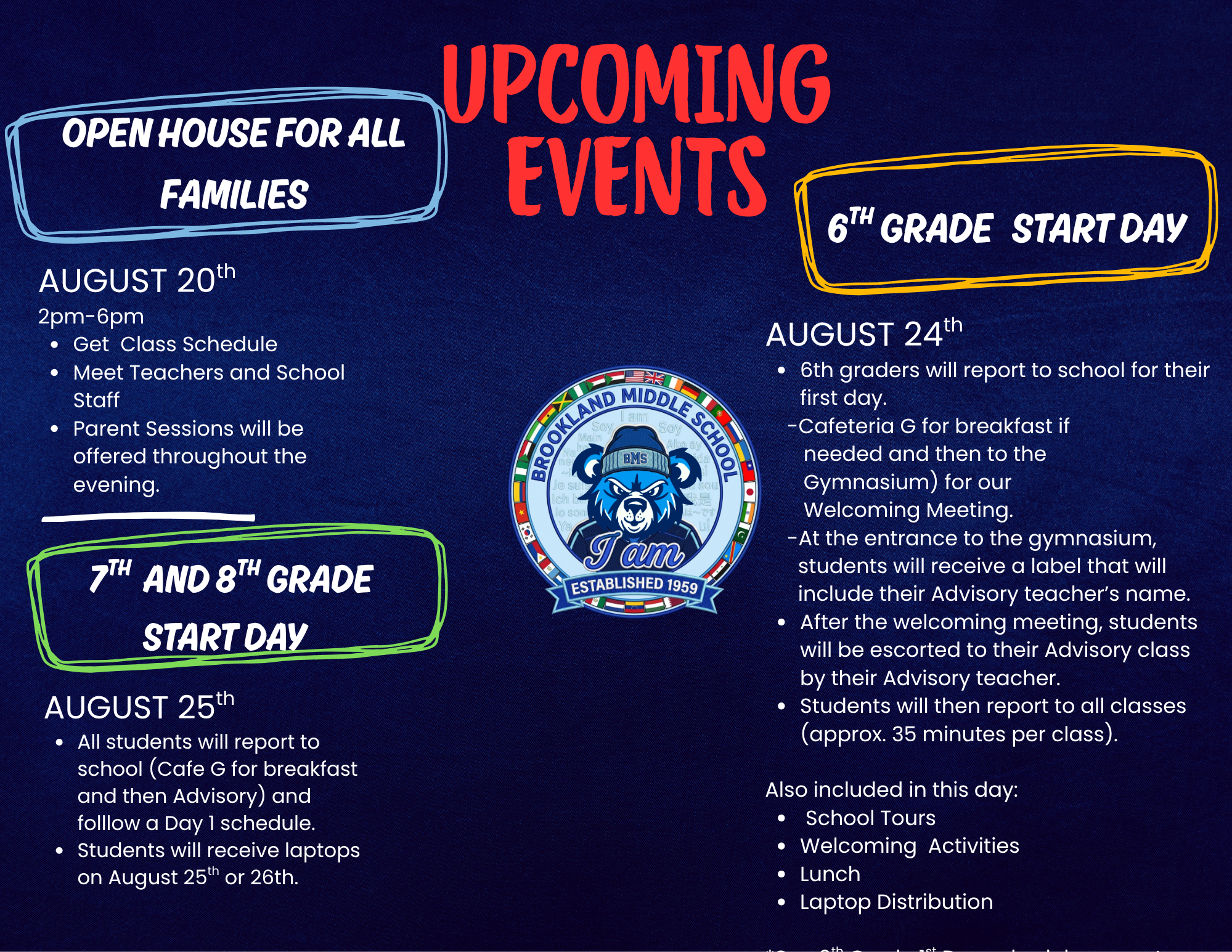 August 24th- Details of 6th Graders' First Day