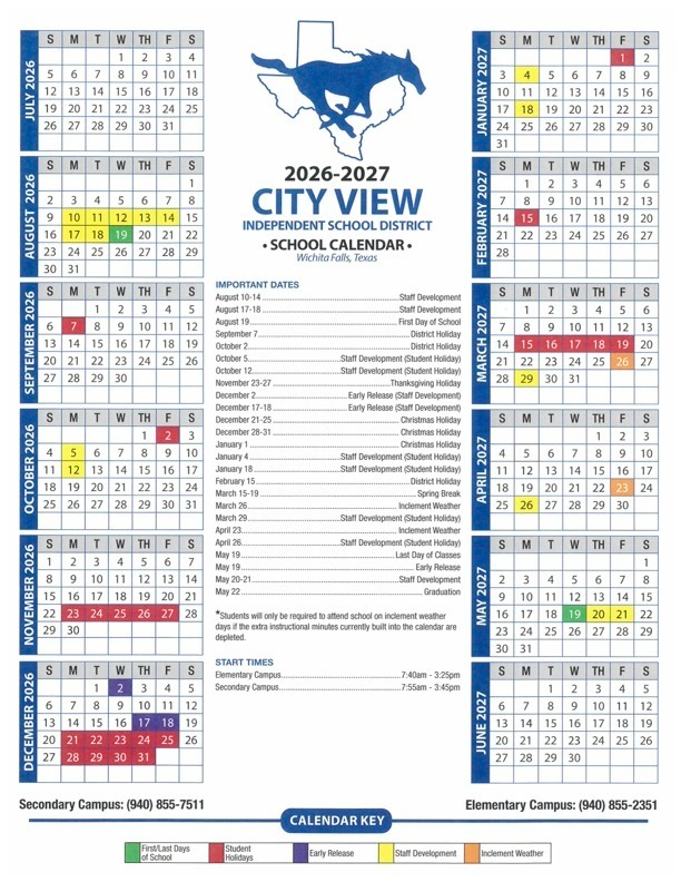 Approved 2026-2027 CVISD Calendar