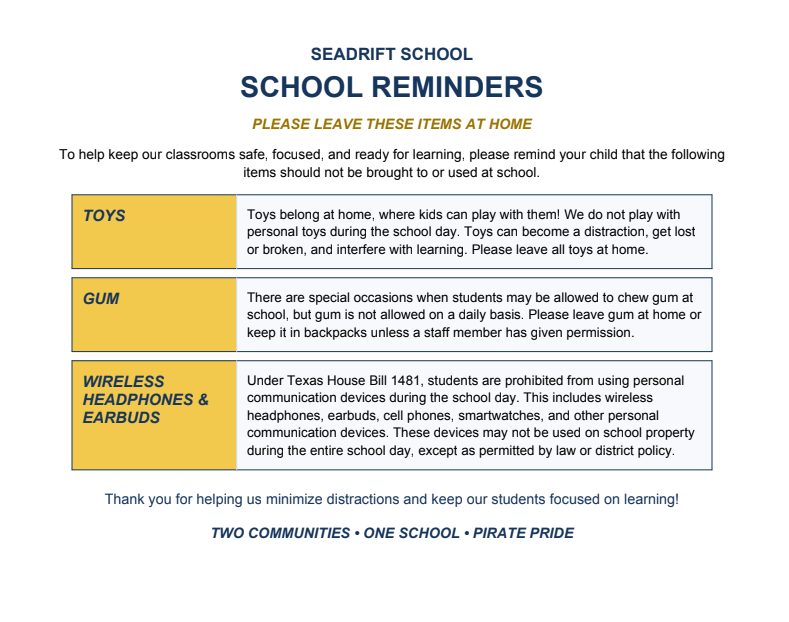 School Reminders