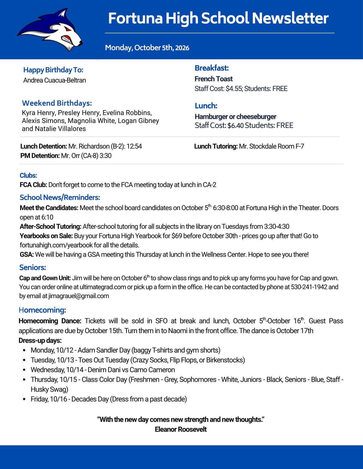 Bulletin 10/05/2026