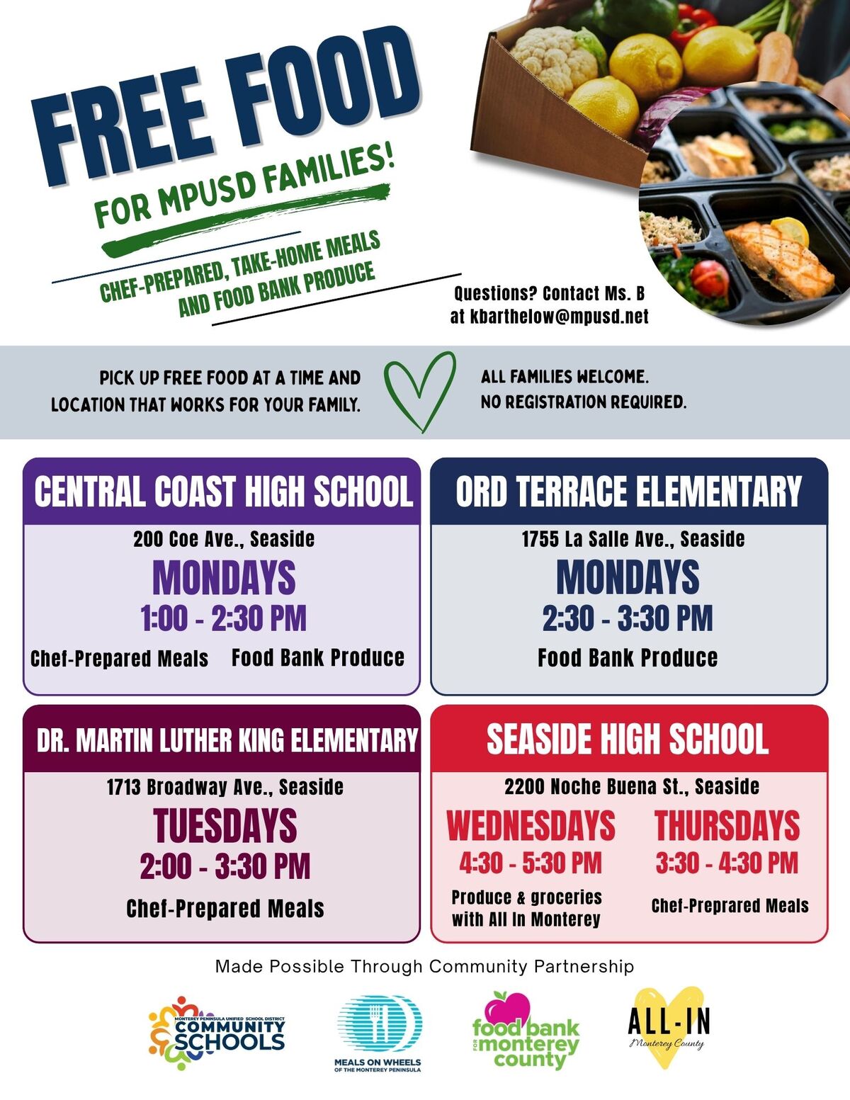 Reminder: Free meals today 9/17 at 3:30 PM
