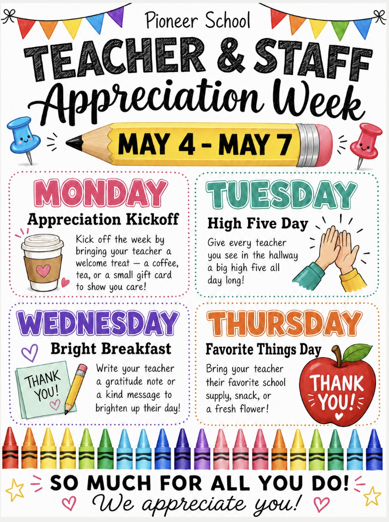 Teacher Appreciation Week 5/4-5/7