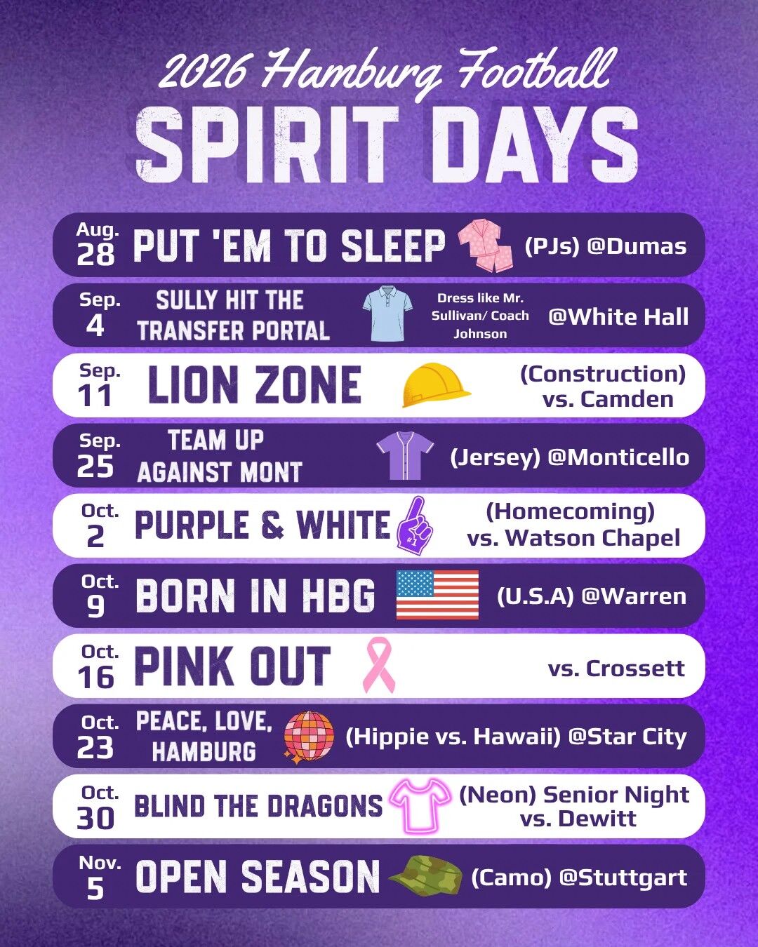 Football Spirit Days