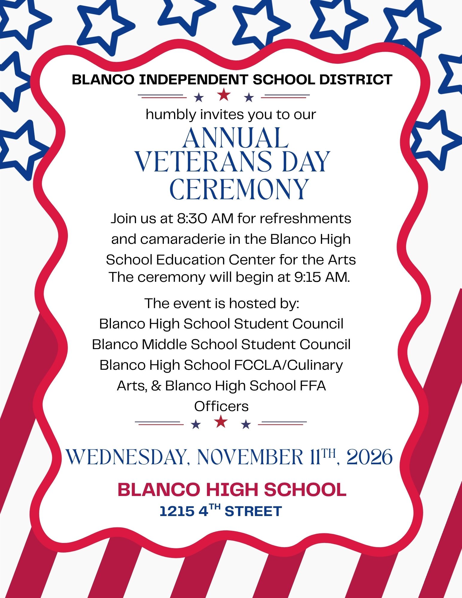 Veterans Day Ceremony - BHS ECA - November 11, 2026