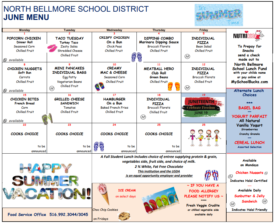 June Lunch Menu
