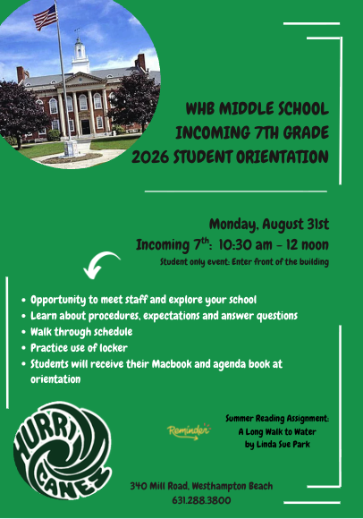 7th Grade Orientation- Monday 8/31 10:30-12noon