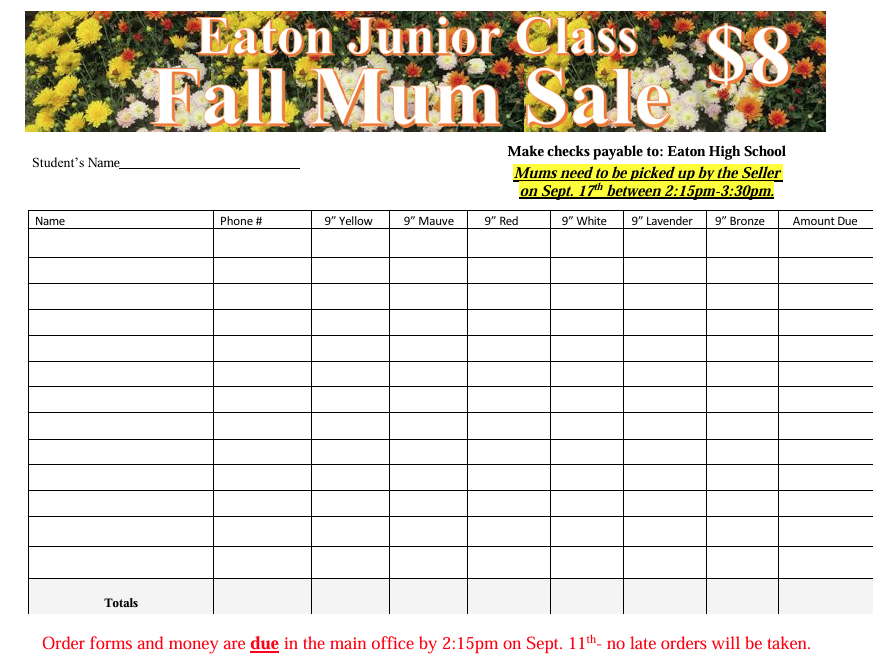 Junior Class Fundraiser 