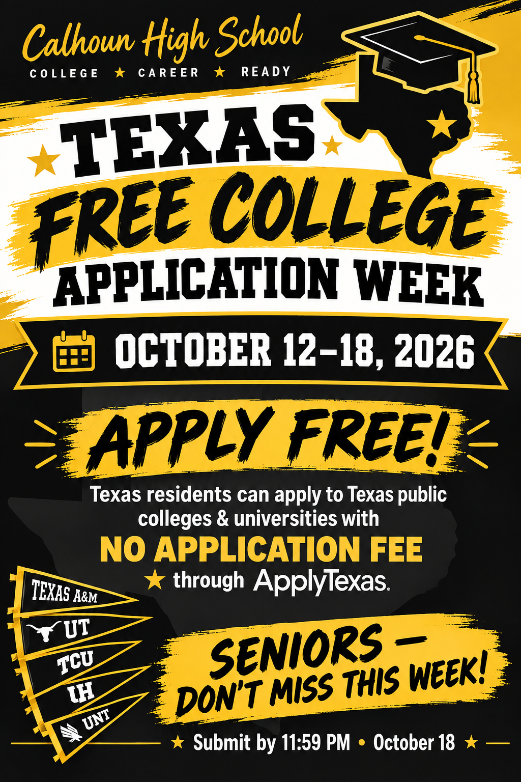 🎓 SENIORS: APPLY TO COLLEGE FOR FREE! 🎓