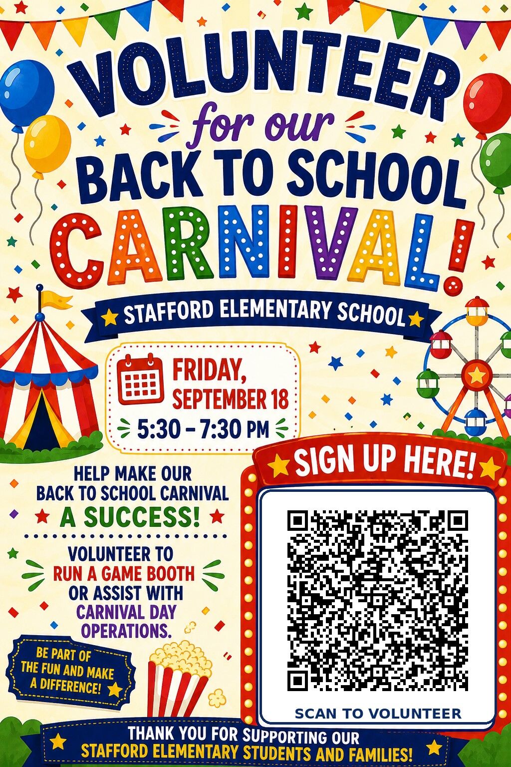 🎉🎈 Stafford School Back-to-School Carnival! 🎈🎉