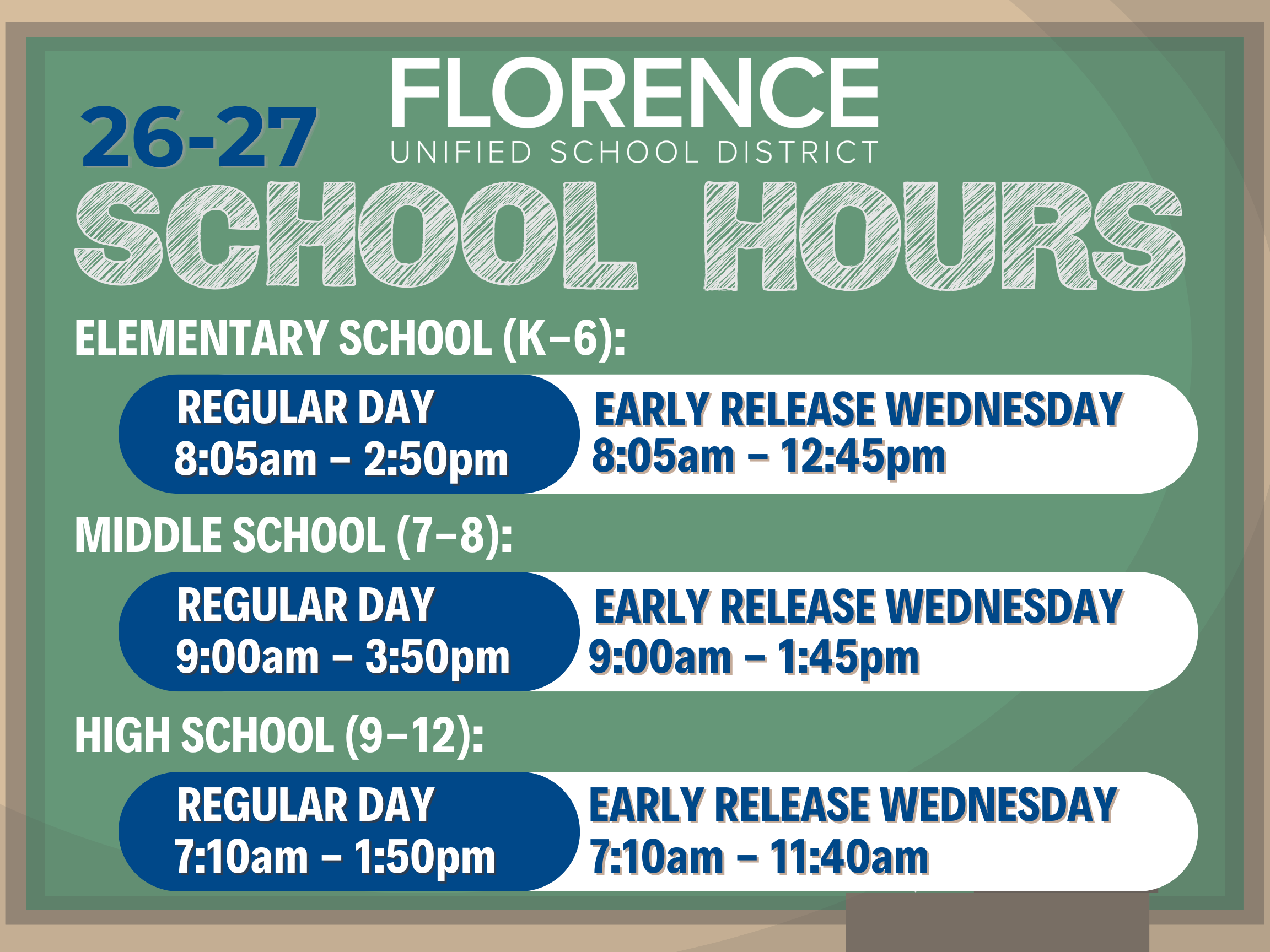 2026-2027 School Hours 