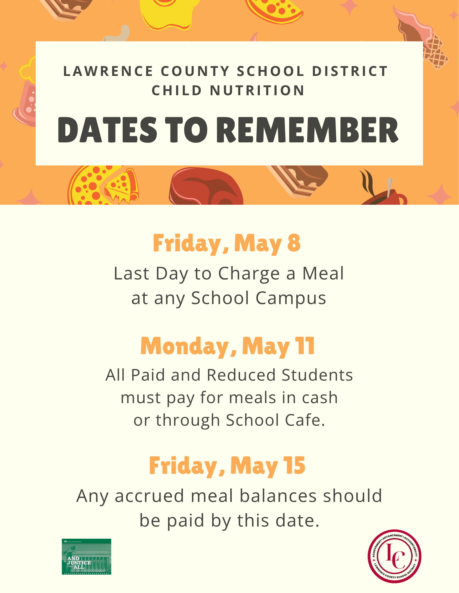 Important Dates from Child Nutrition
