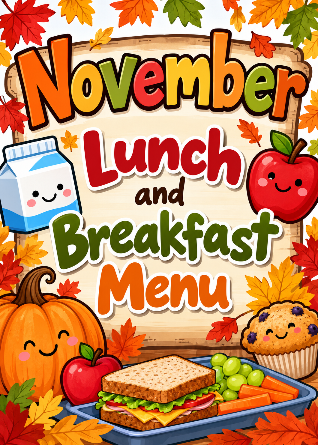 November Lunch and Breakfast Menu