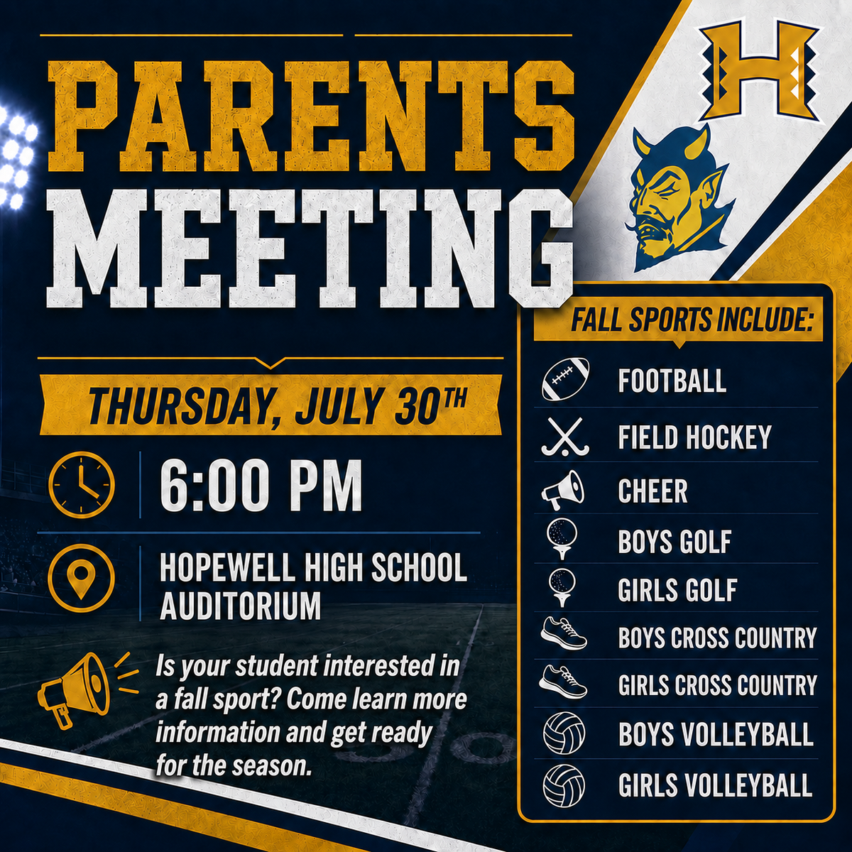 Fall Sports Parents Meeting
