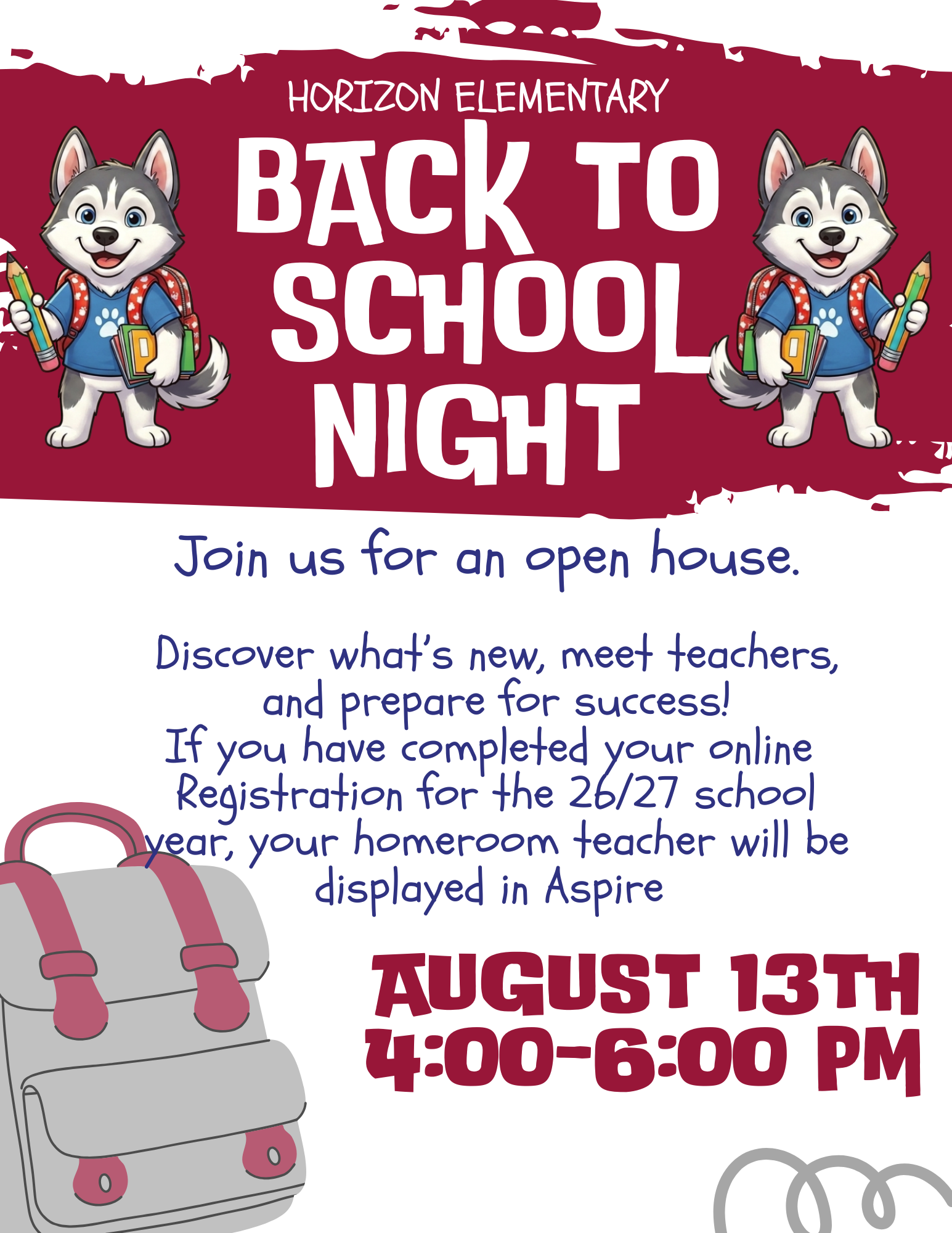 🏫 Back to School Night: August 13th!