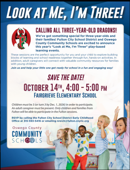 'Look at Me, I'm Three'   Event at Fairgrieve Elementary School, October 14th, 4 to 5 pm