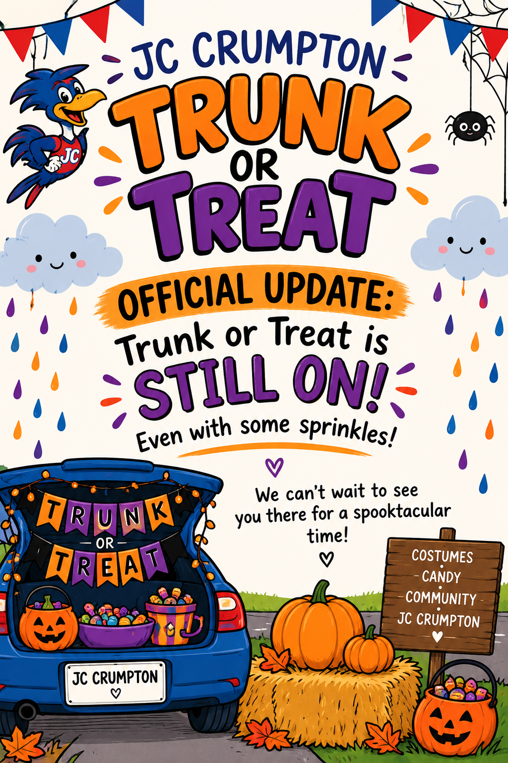 Sprinkles....That's Ok....TRUNK OR TREAT IS STILL ON! 