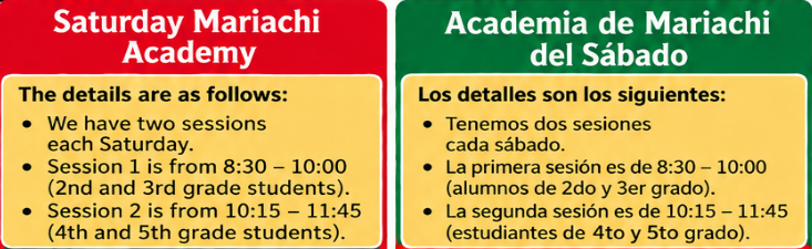 Saturday Mariachi Academy Begins Saturday, October 3rd