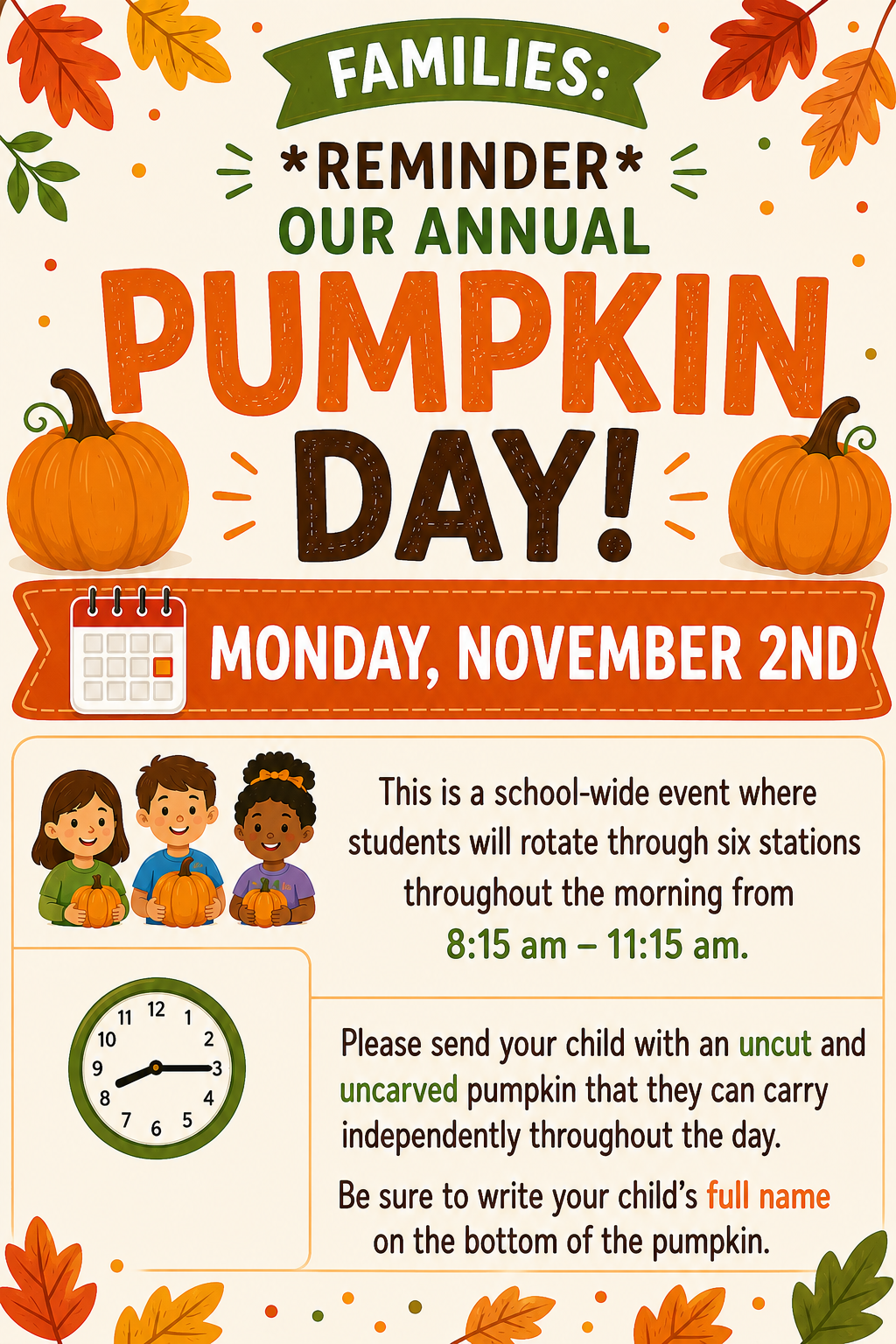 Pumpkin Day - MONDAY 11/2