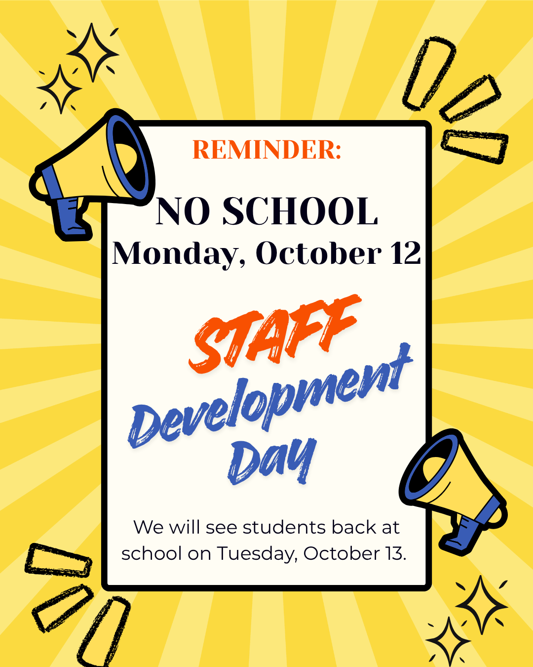 Reminder: No School on October 12