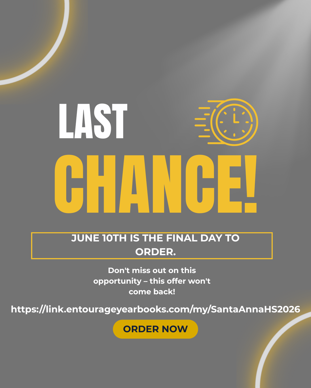 June 10th will be the very last day to order your Yearbook!