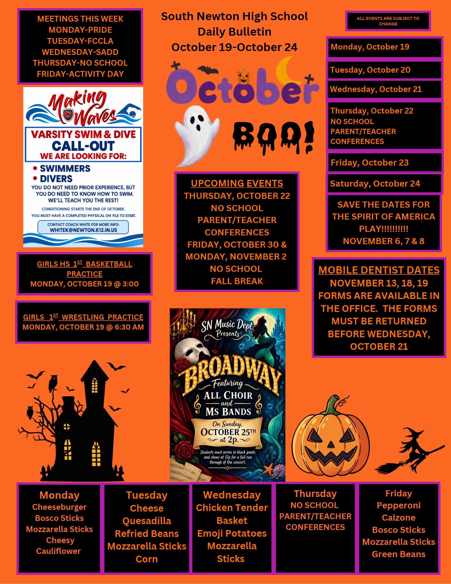 SNHS Bulletin October 19 - 24, 2026