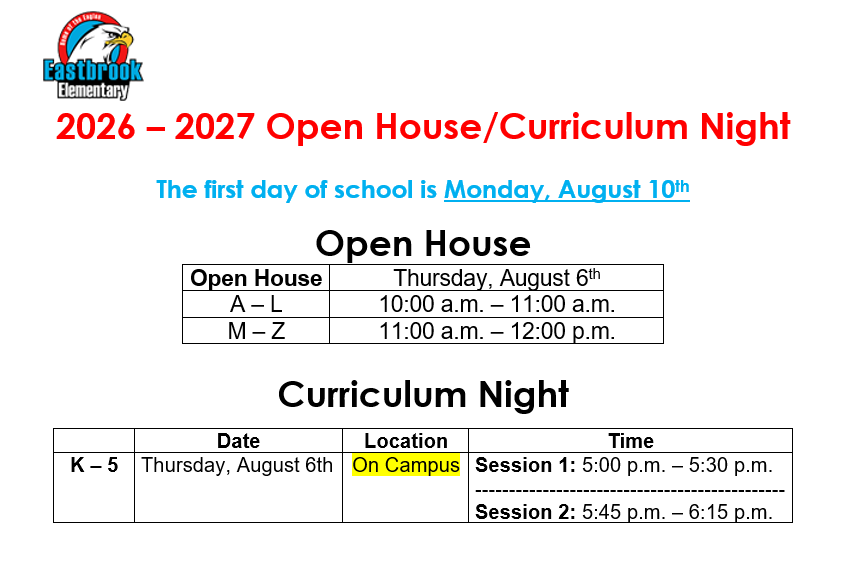 open house schedule