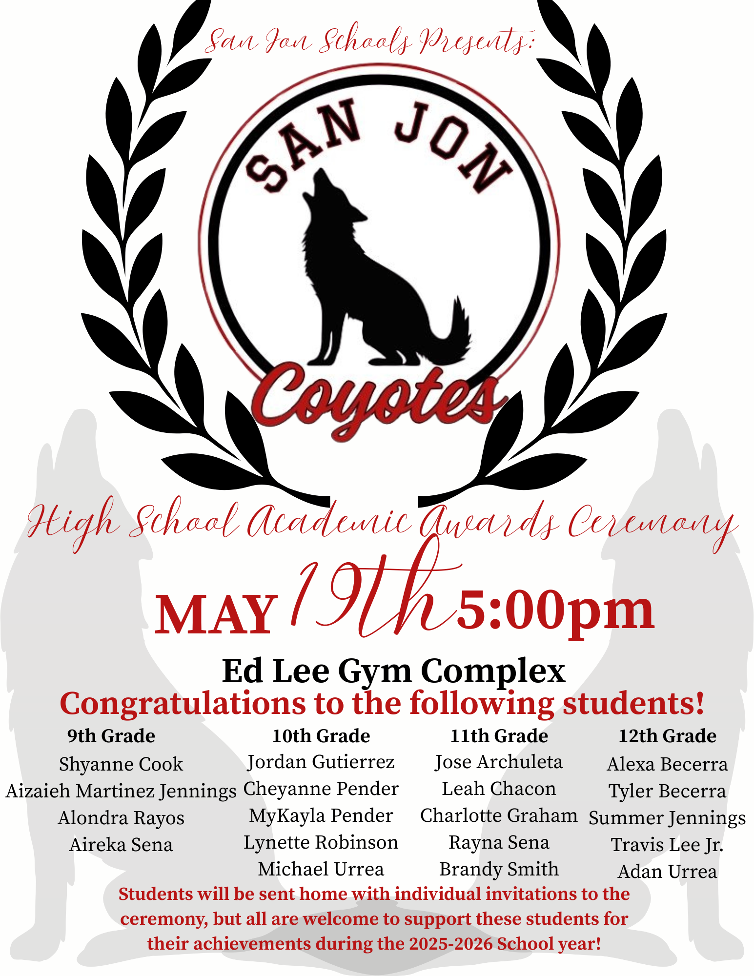 End of Year High School Awards Ceremony