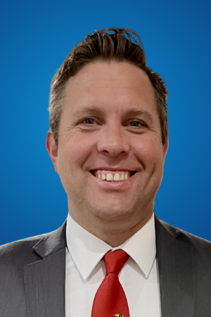 Man in suit with red tie