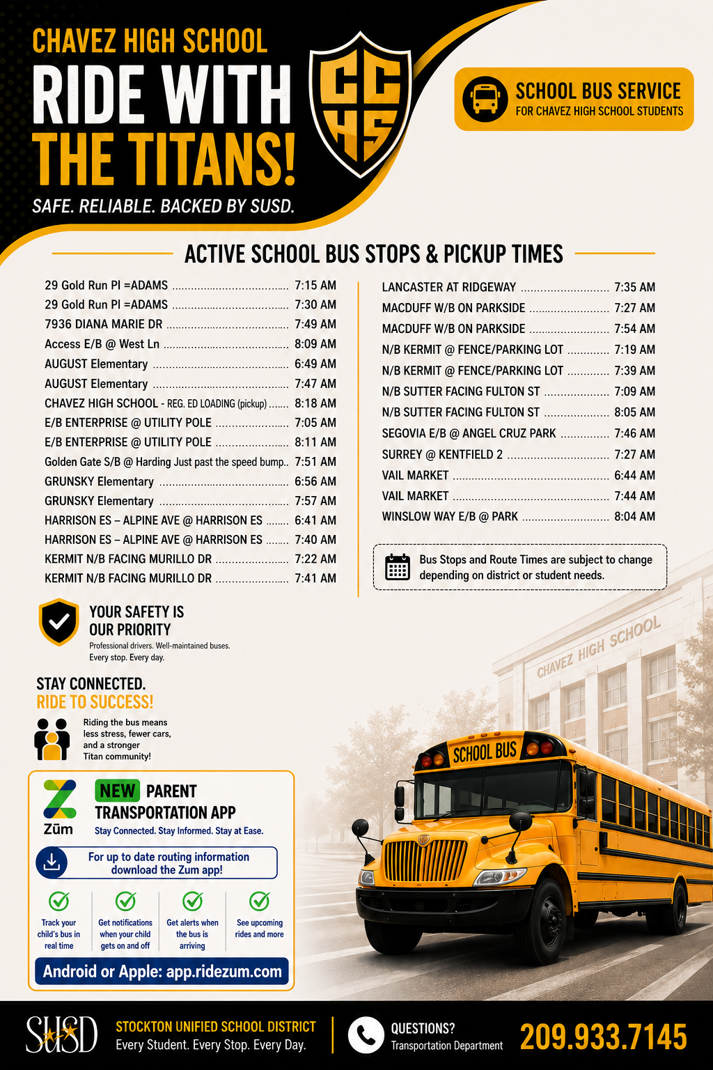 🚍 FREE Transportation Options for SUSD High School Students (2026–2027)