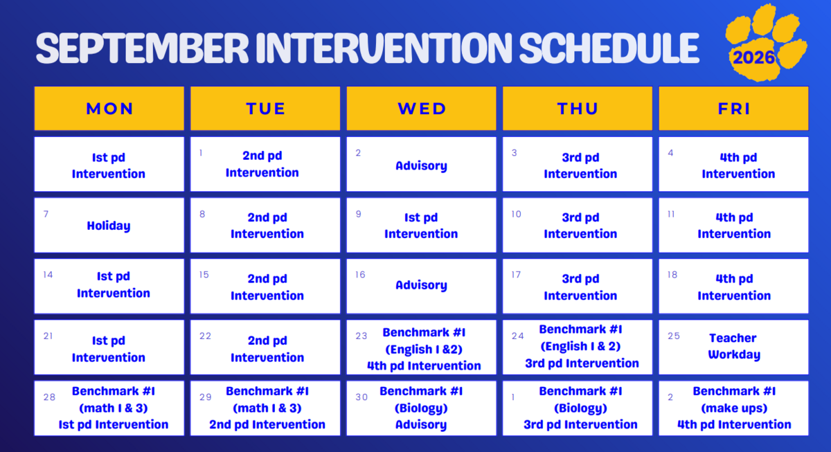 September Intervention Schedule