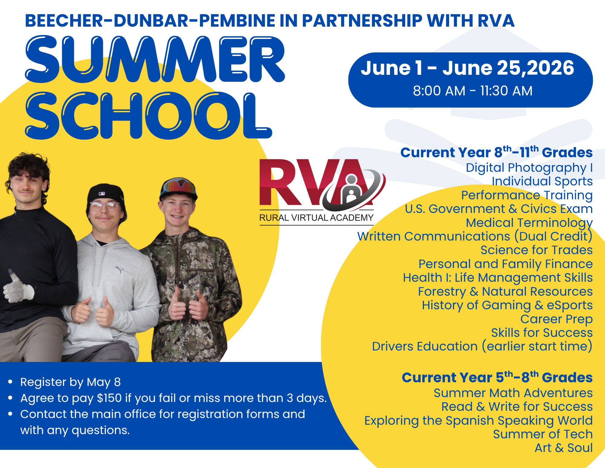 Summer School Options for all ages!!!  Register soon!