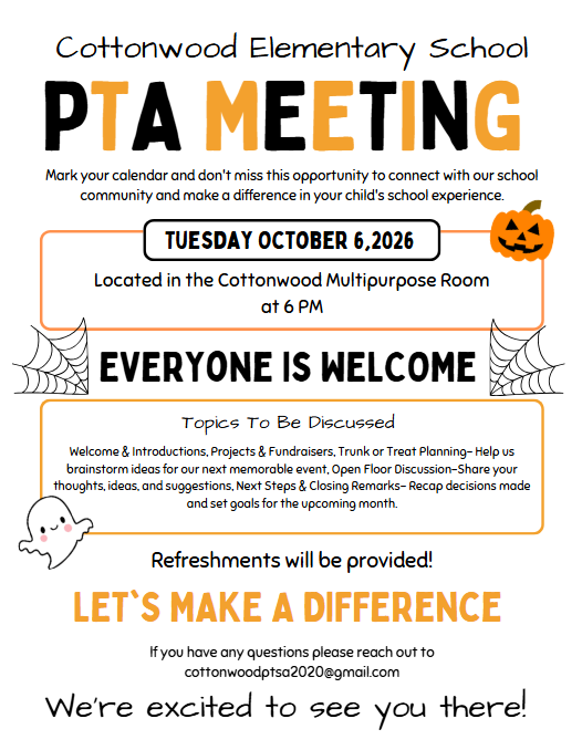PTSA Meeting Tues Oct 6th