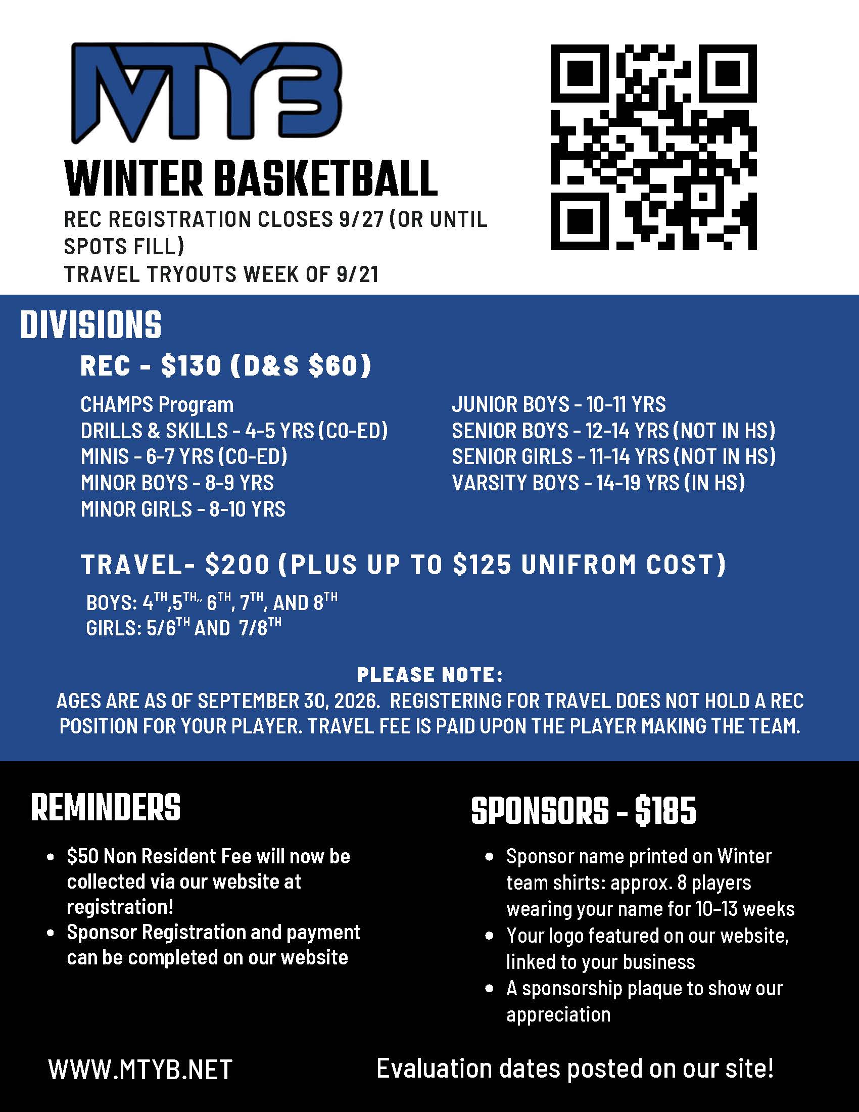 MTYB Winter Basketball Registration Now Open