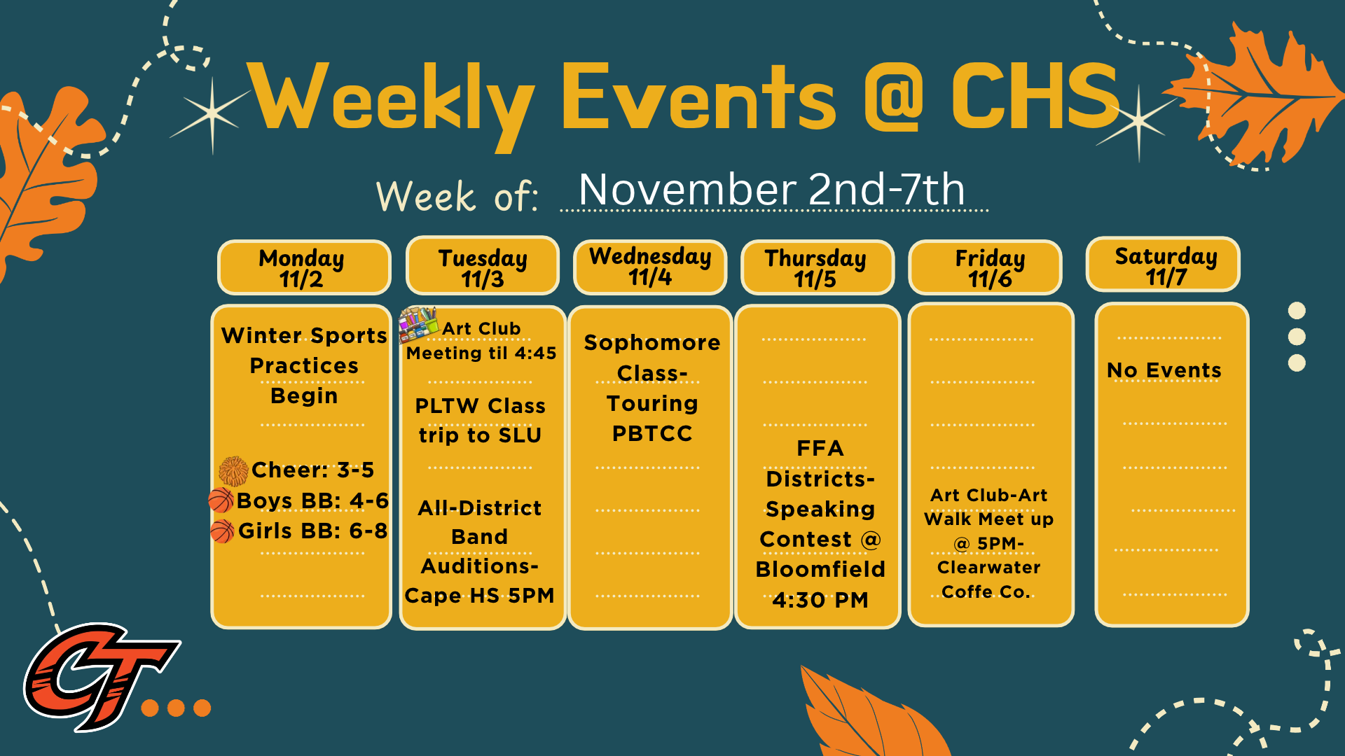 CHS Weekly Events ~ Nov. 2nd-7th