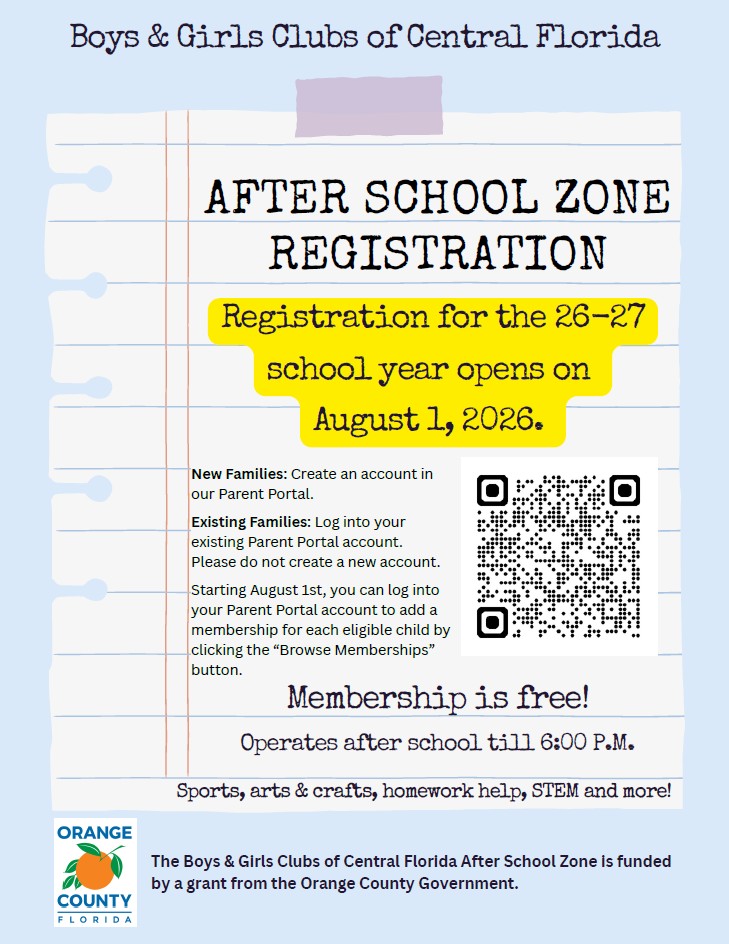 Boys and Girls Club  After School Zone 2026-27