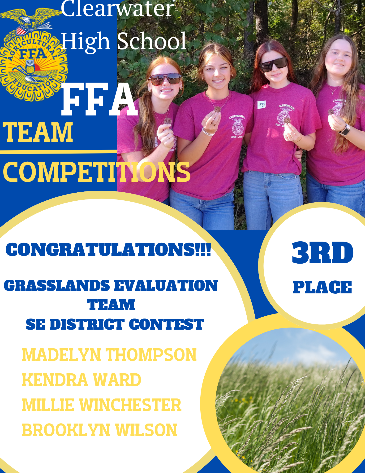 FFA Grasslands Evaluation Team Places 3rd! 
