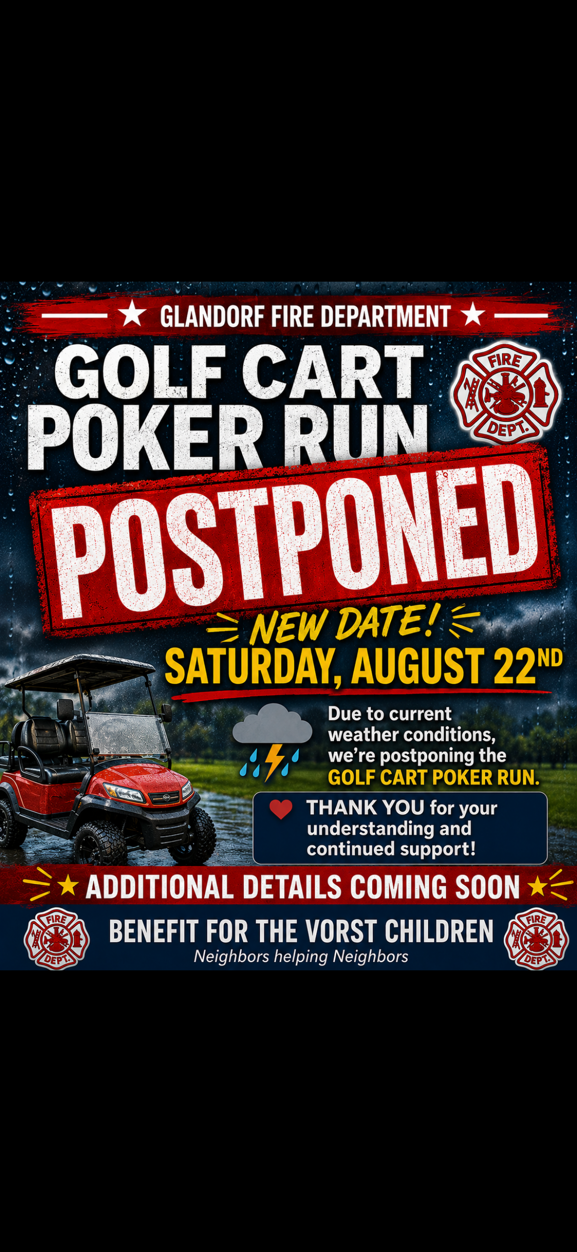 Glandorf Fire Department fundraiser to benefit OG students postponed.