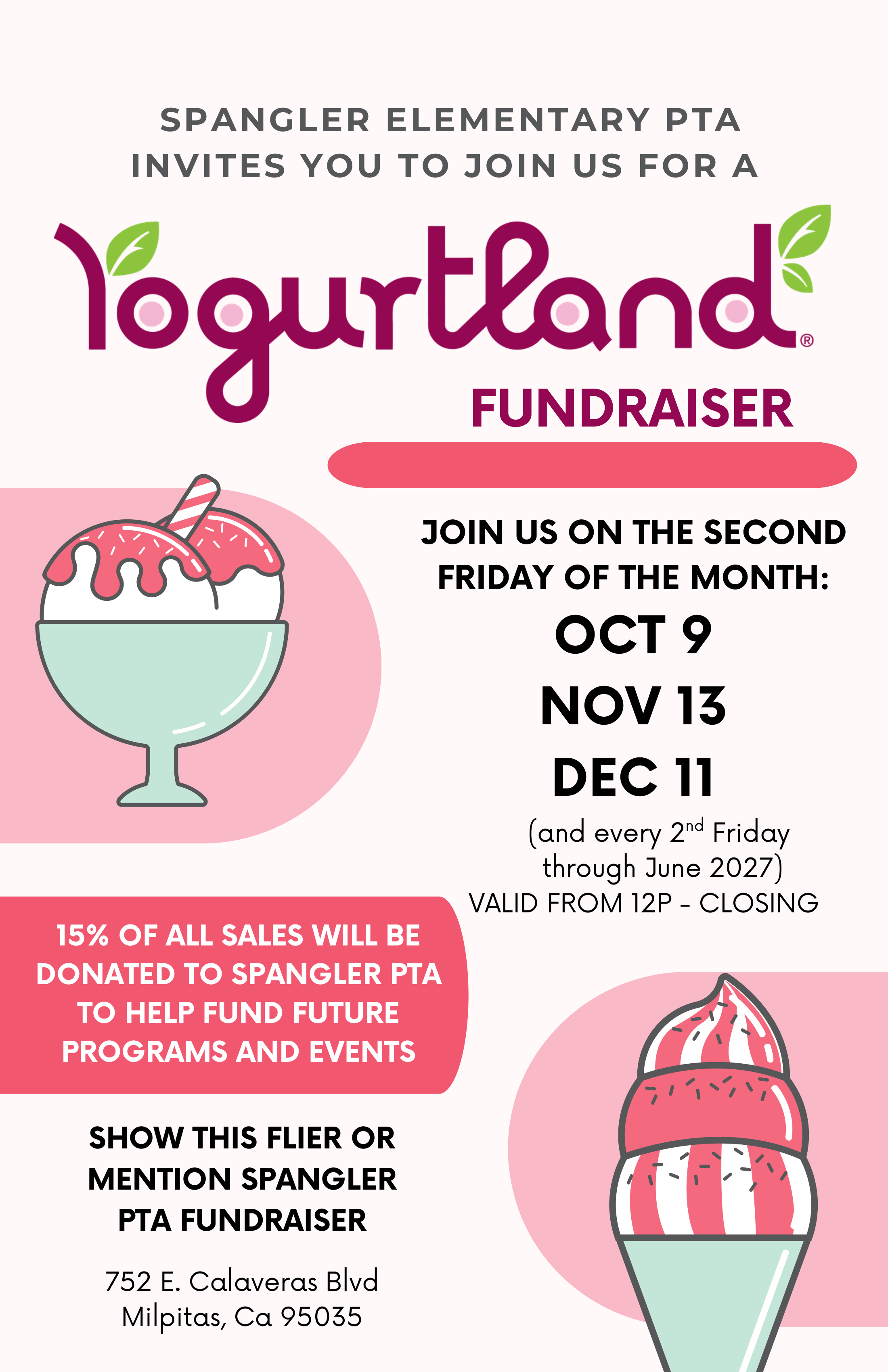 🍦Yogurtland Fundraiser 10/9