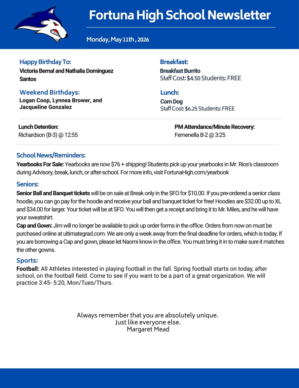Bulletin 05/11/2026