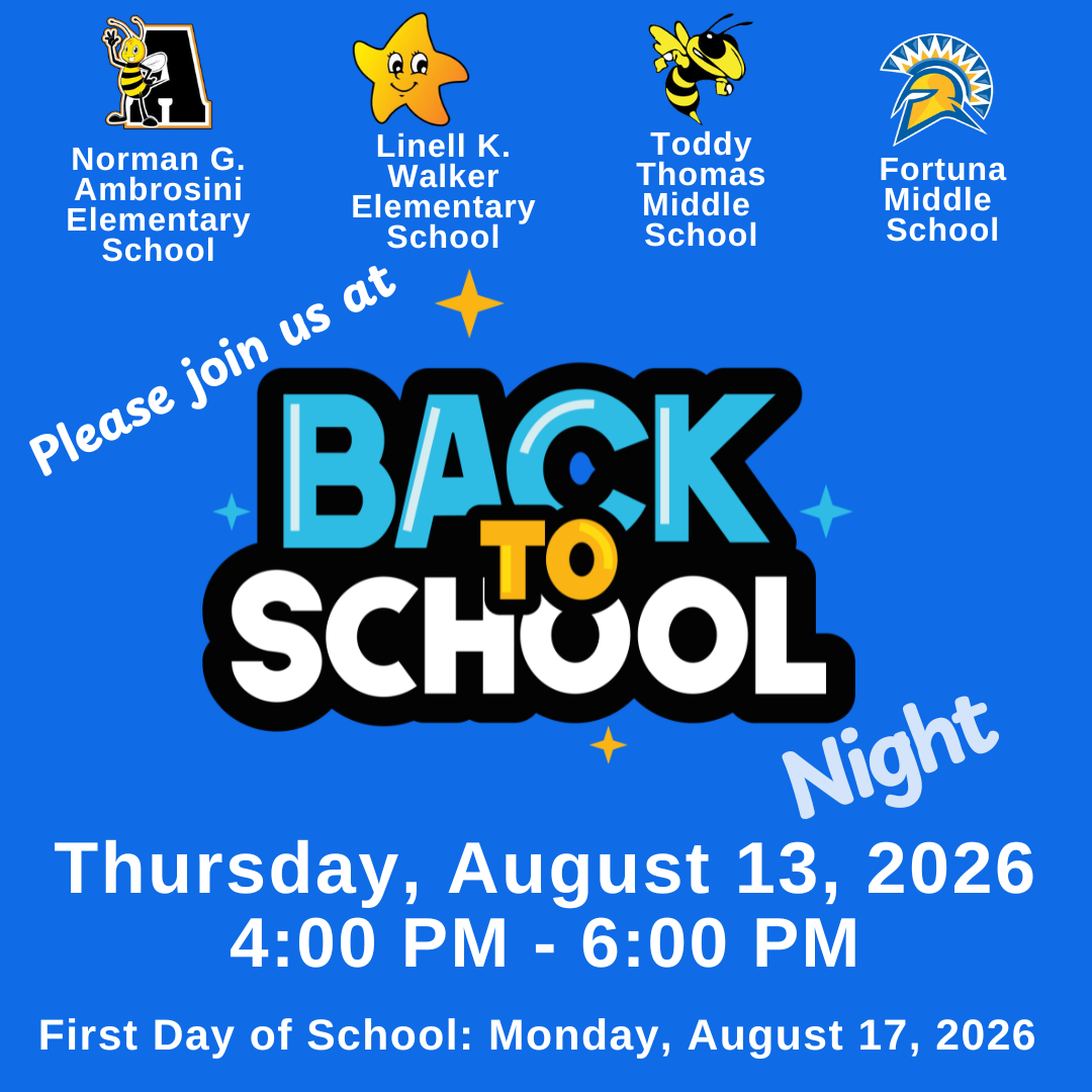 Poster announcing "Back to School Night" on Thursday, August 13, 2026, from 4:00 PM to 6:00 PM.