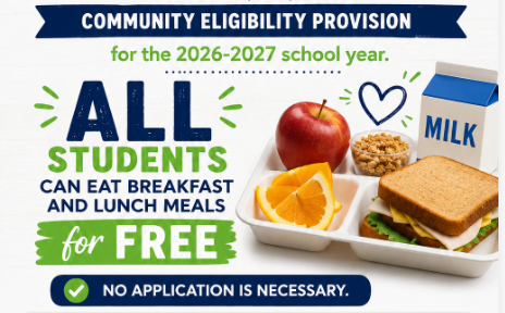 FREE breakfast and lunch during the 2026–2027 school year