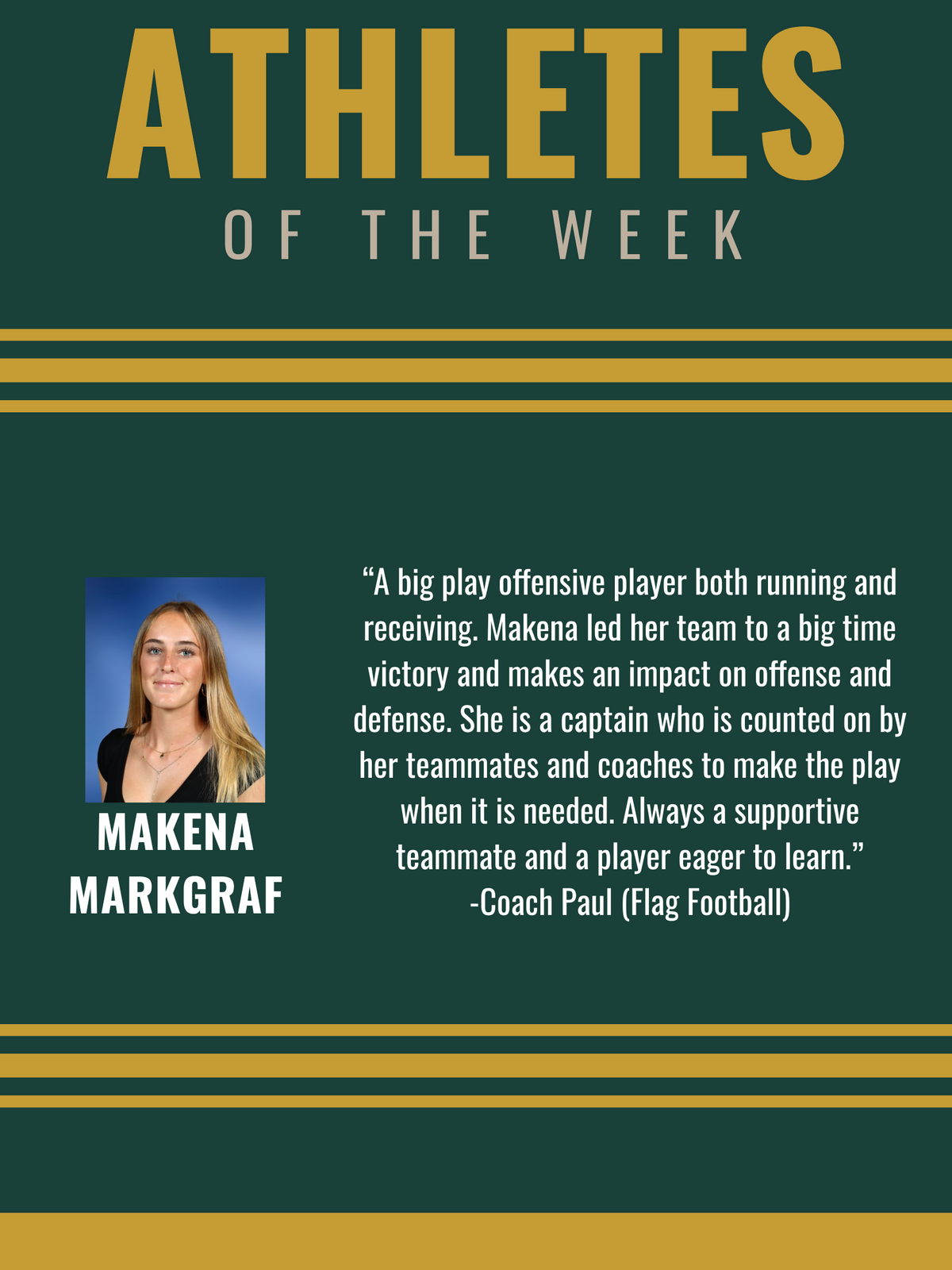 ATHLETES OF THE WEEK