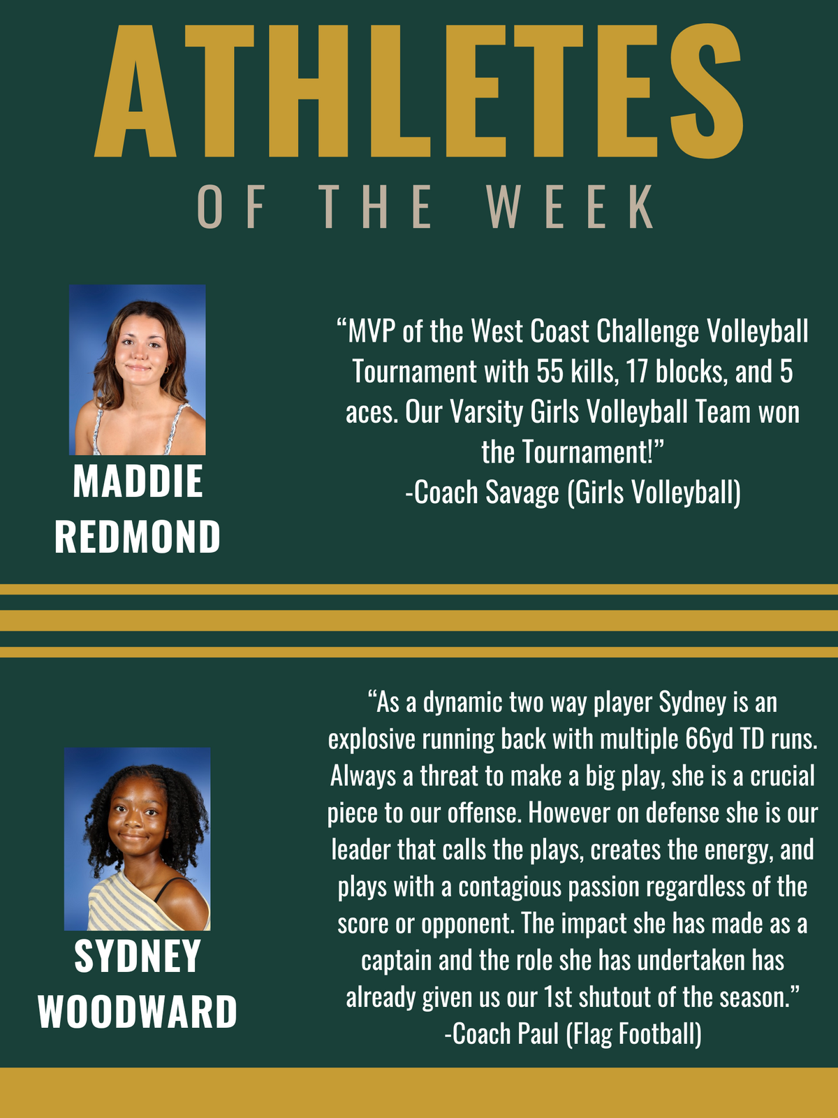 Athletes of the Week
