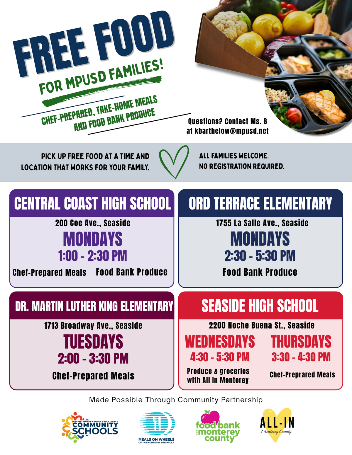 Free Food Distribution for MPUSD Families