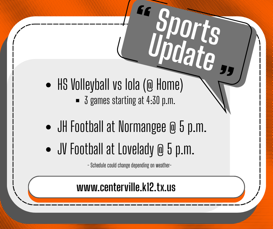 Sports Update for Tuesday and Thursday's VB and FB Games