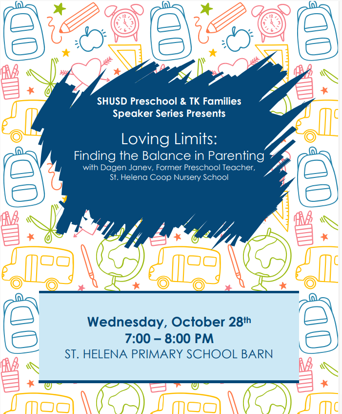SHUSD Preschool Speaker Series Oct. 28th, 7:00-8:00 PM