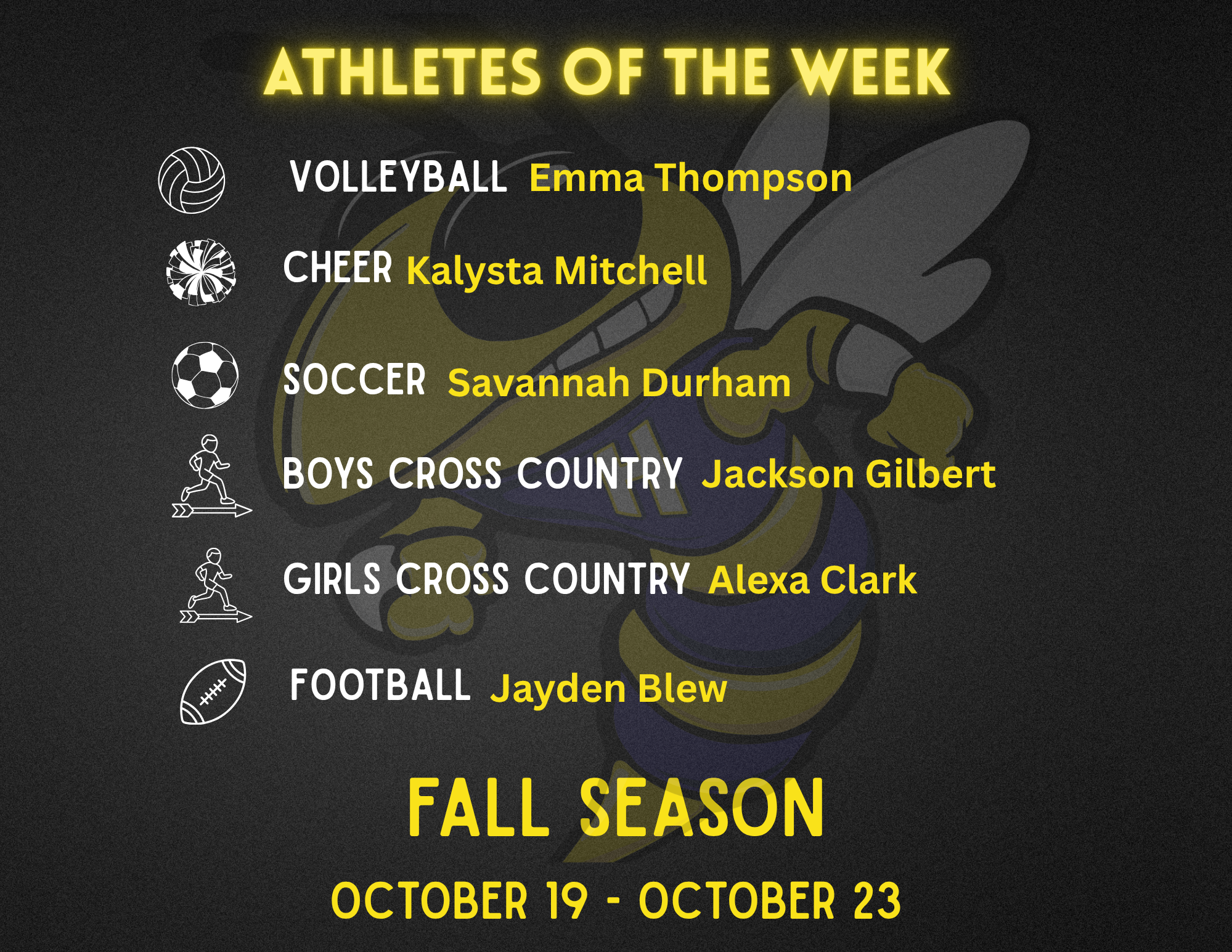 ATHLETES OF THE WEEK - October 19-23